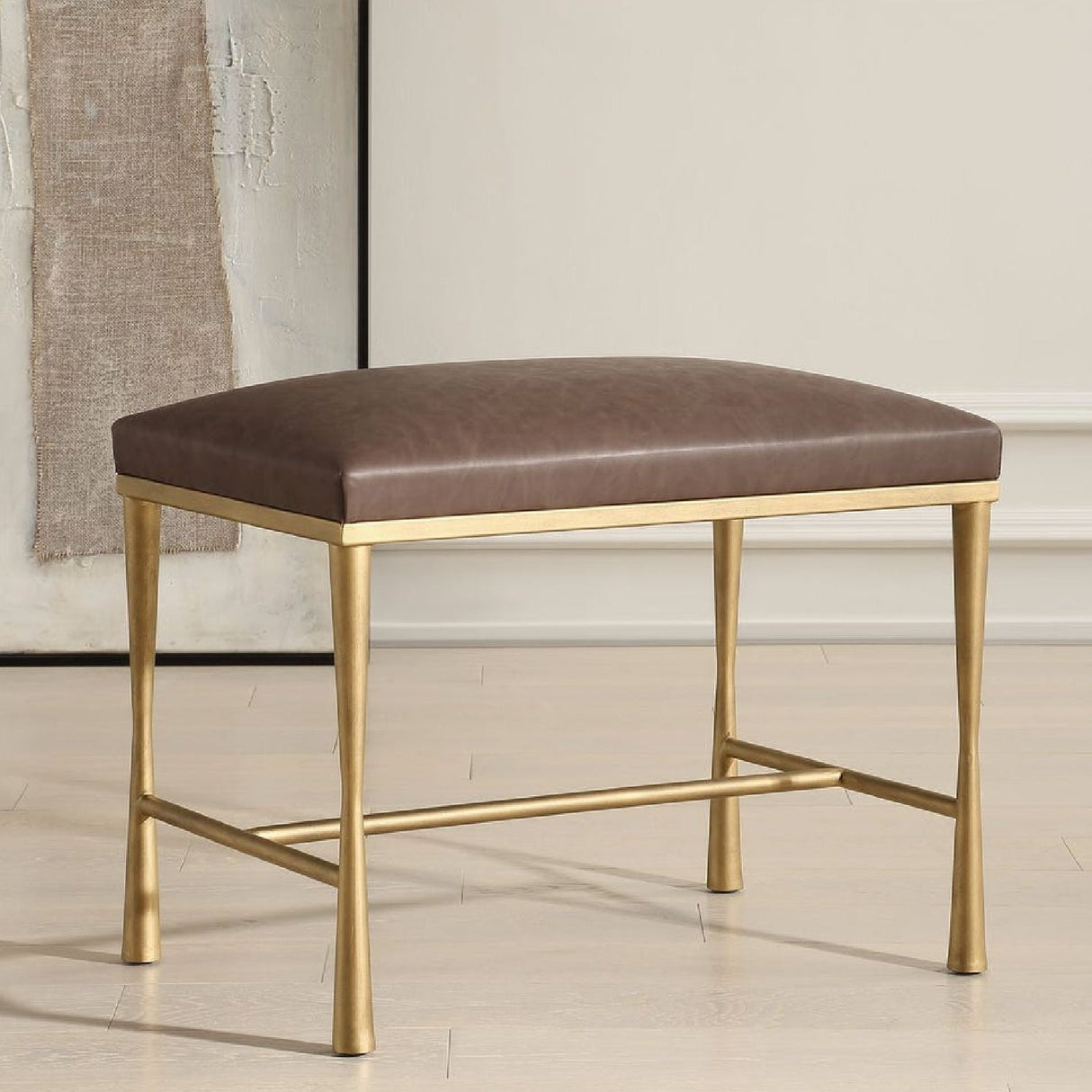 Brown Leather Inspired Bench S by Uttermost Reform, alternate view 8