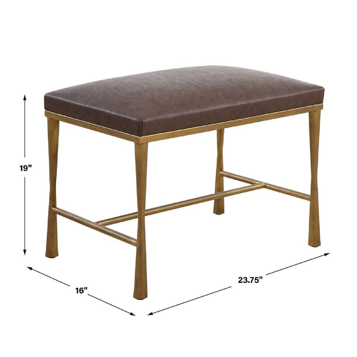 Brown Leather Inspired Bench S by Uttermost Reform, alternate view 5