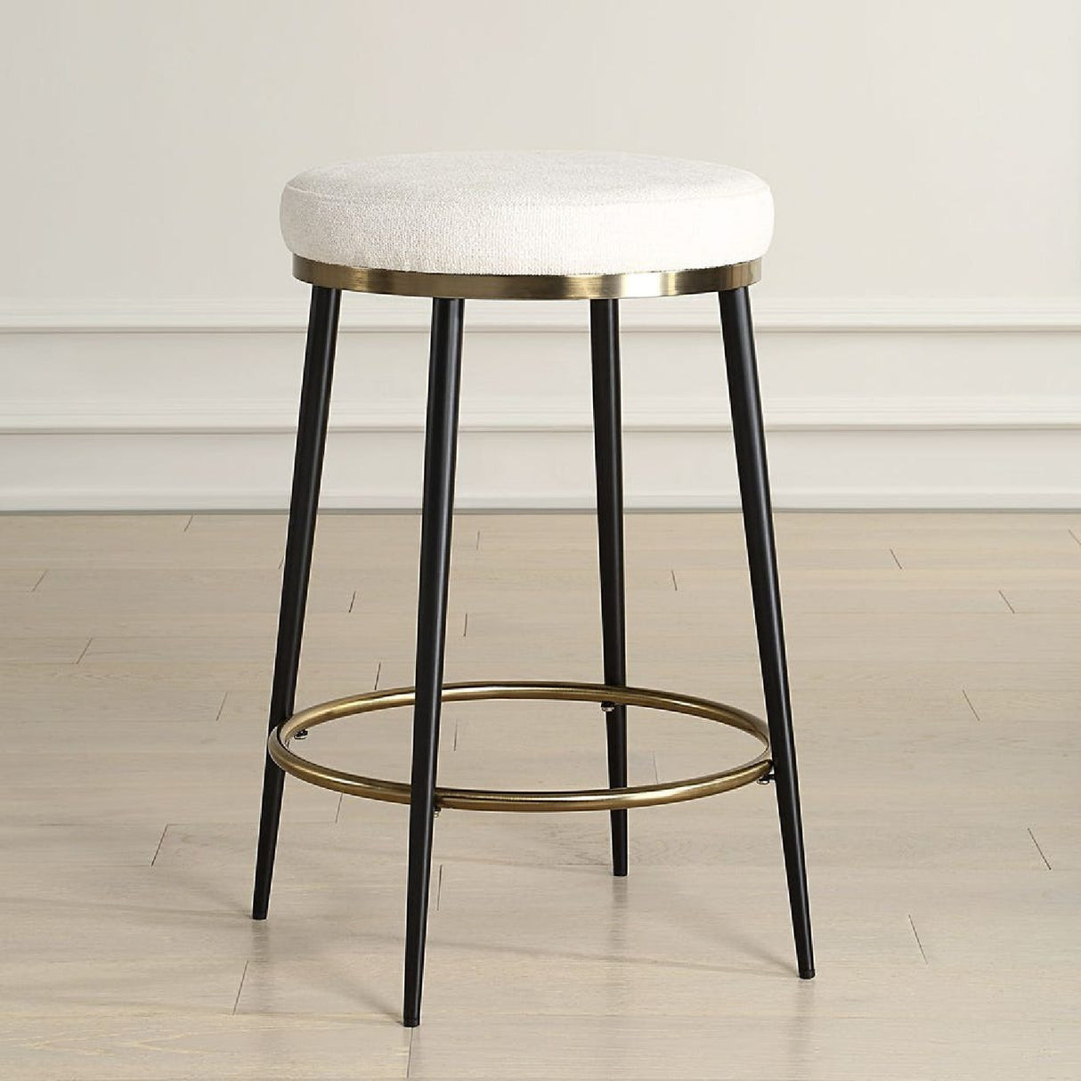 Cream Chenille Round Counter Stool | Oroa.com