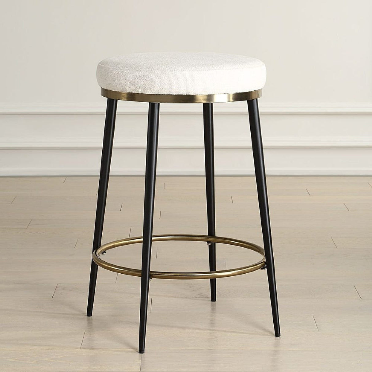 Cream Chenille Round Counter Stool by Uttermost Ensemble, alternate view 2