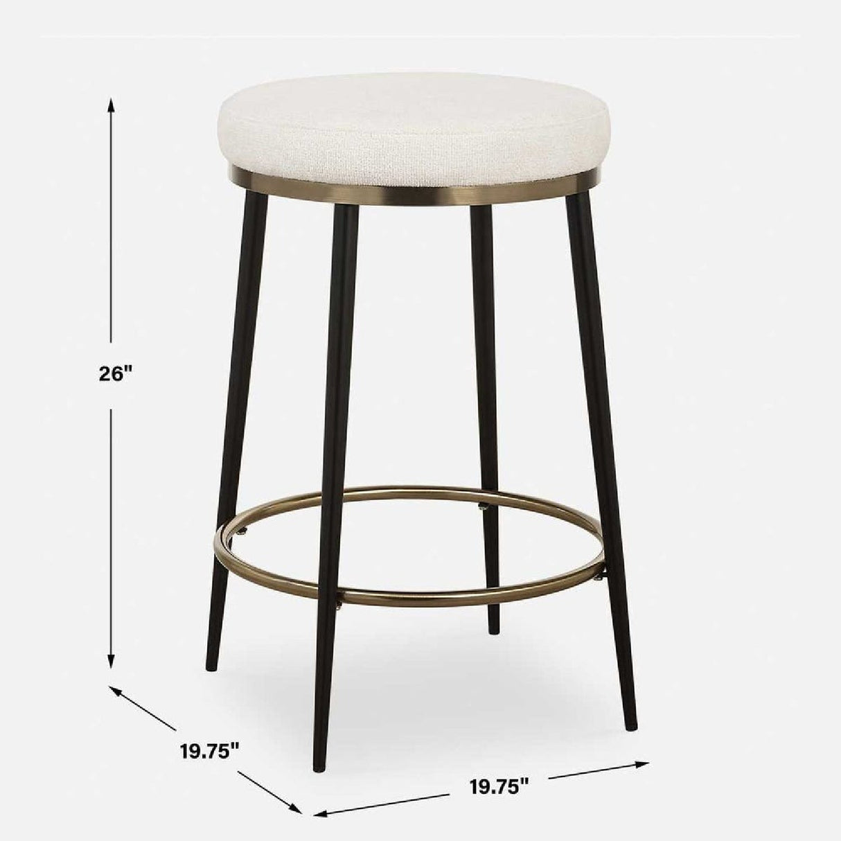 Cream Chenille Round Counter Stool by Uttermost Ensemble, alternate view 6