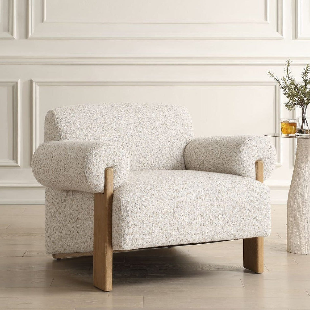 Boucle Rolled-Arm Accent Chair by Uttermost Juncture, alternate view 2