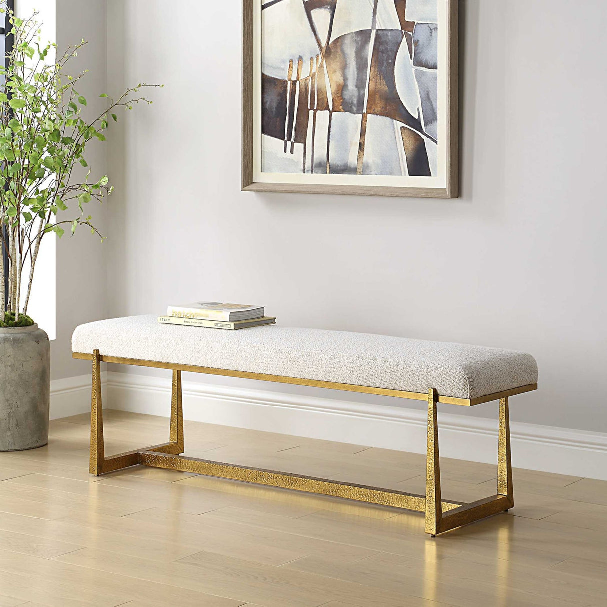 Modern European furniture - Upholstered Wool-Inspired Bench - www.oroa.com