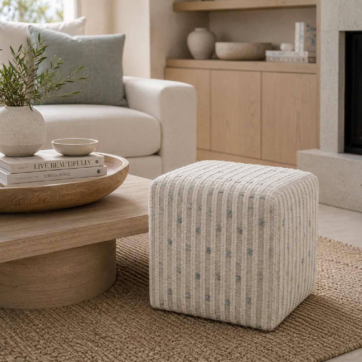 Modern European furniture - Chenille Cube Ottoman - www.oroa.com