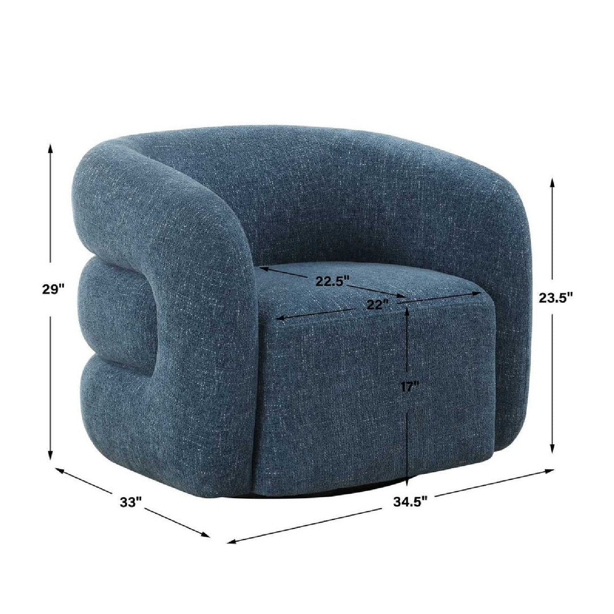 Blue Chenille Swivel Chair by Uttermost Junie, alternate view 6