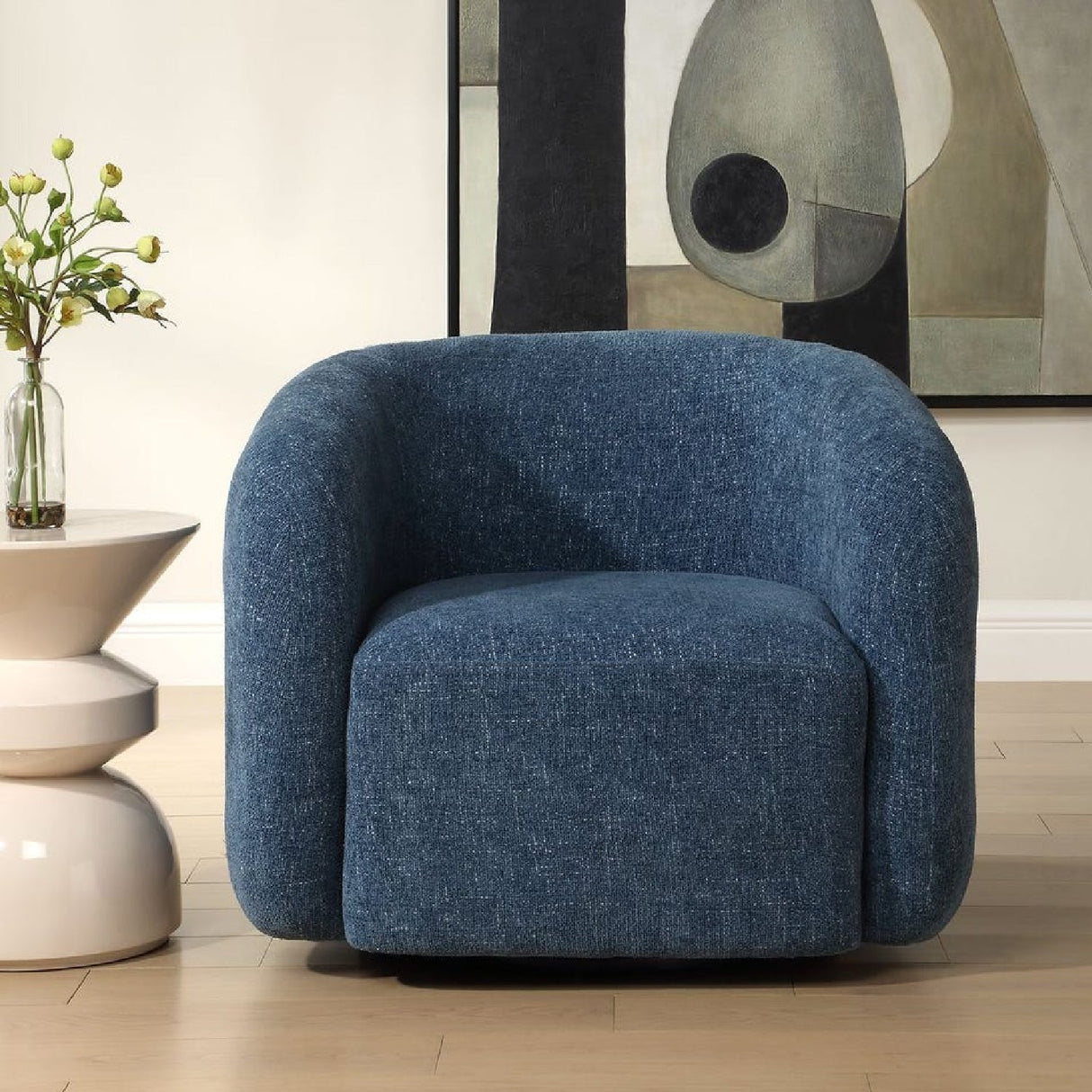 Blue Chenille Swivel Chair by Uttermost Junie, alternate view 7