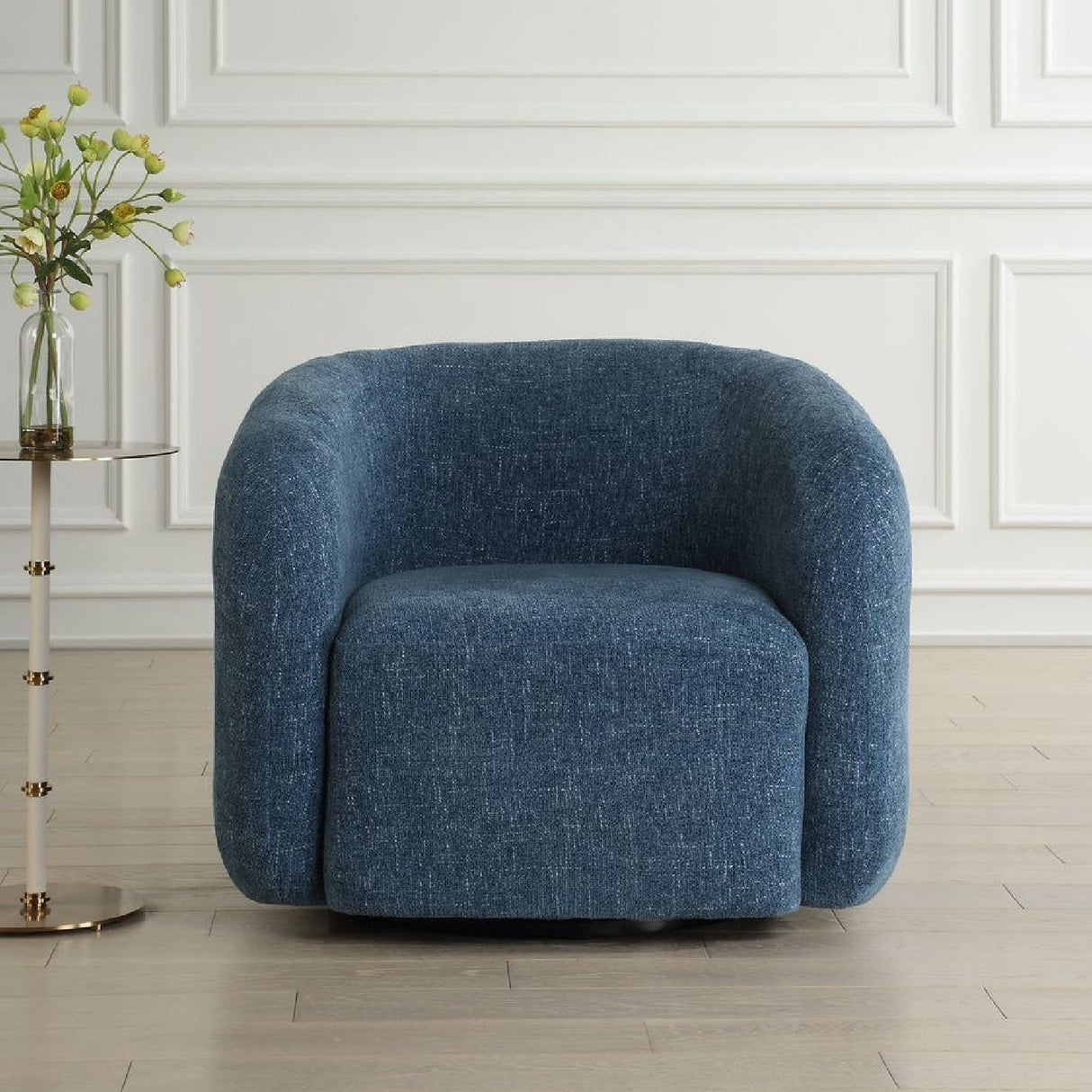 Blue Chenille Swivel Chair by Uttermost Junie, alternate view 8