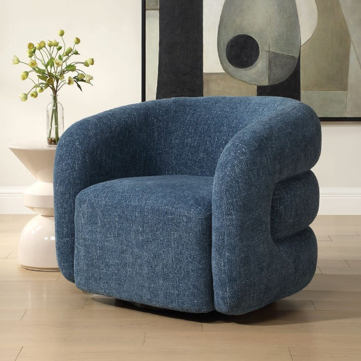 Blue Chenille Swivel Chair by Uttermost Junie, alternate view 2