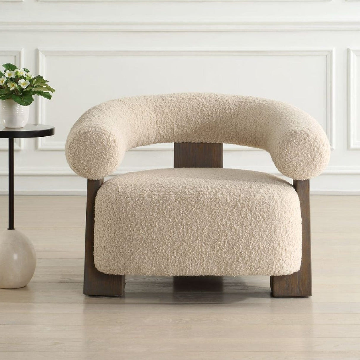 White Shearling T-Back Accent Chair by Uttermost Lennox, alternate view 7