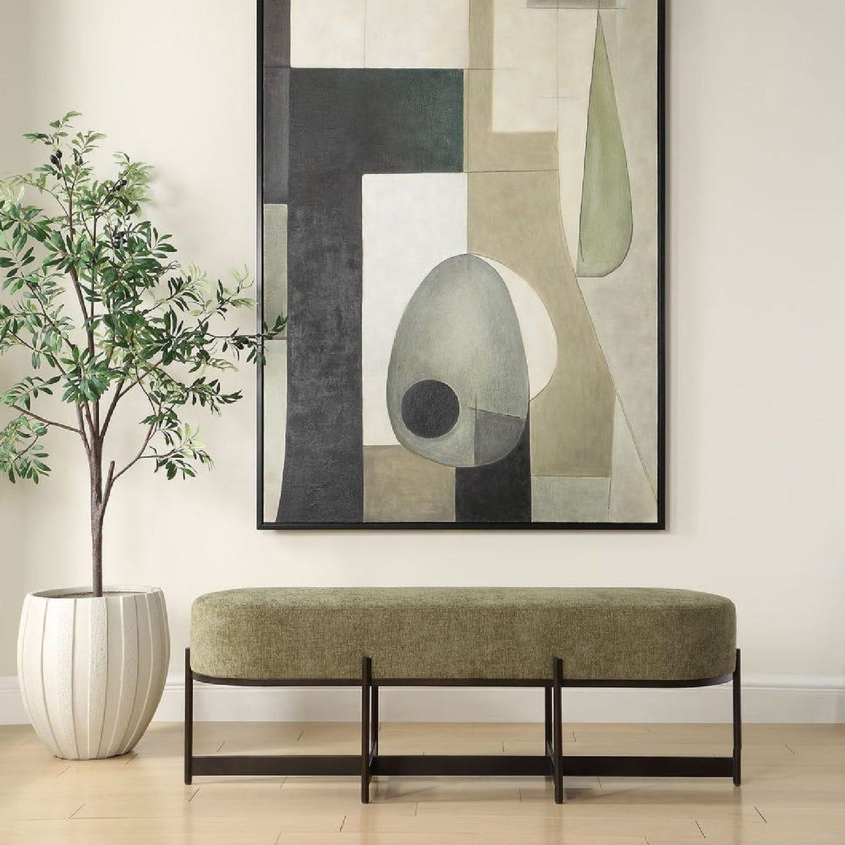 Green Upholstered Bench by Uttermost Merino, alternate view 2