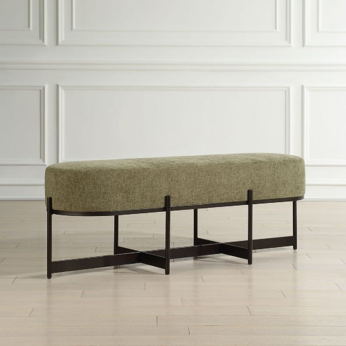 Green Upholstered Bench by Uttermost Merino, alternate view 6