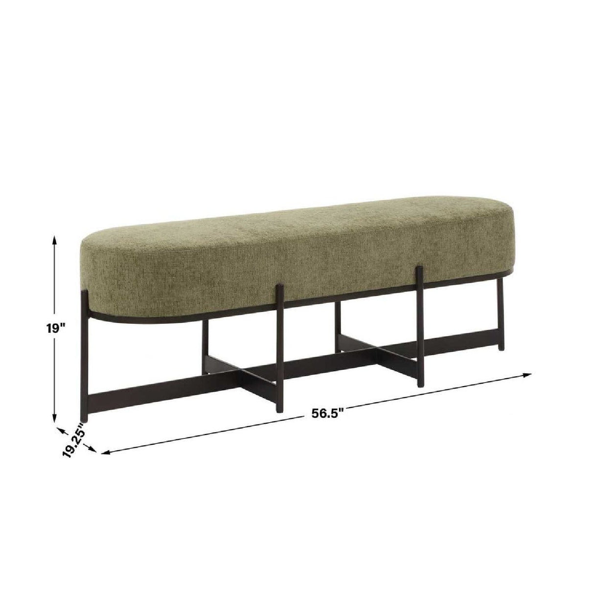Green Upholstered Bench by Uttermost Merino, alternate view 8