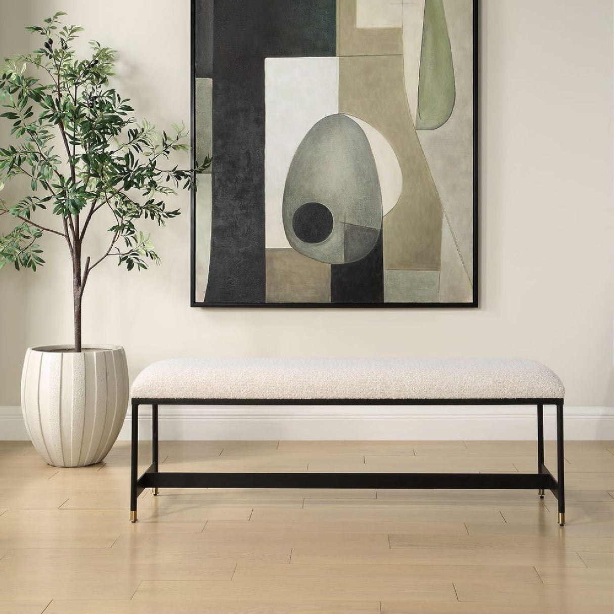 White Upholstered Bench | Oroa.com