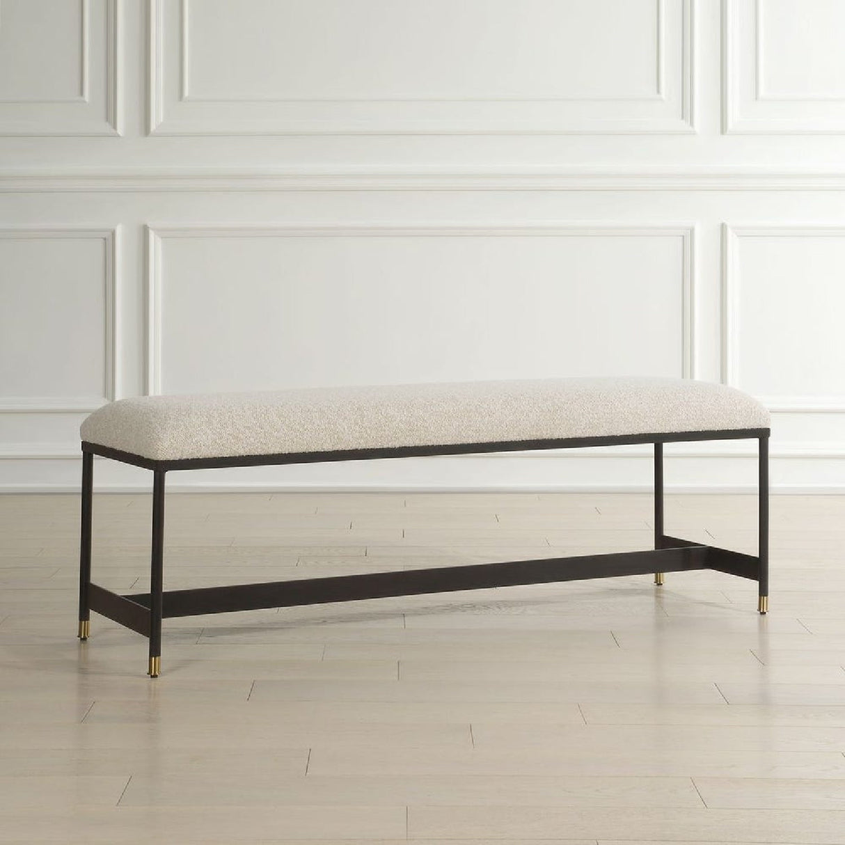 White Upholstered Bench by Uttermost Halston, alternate view 7