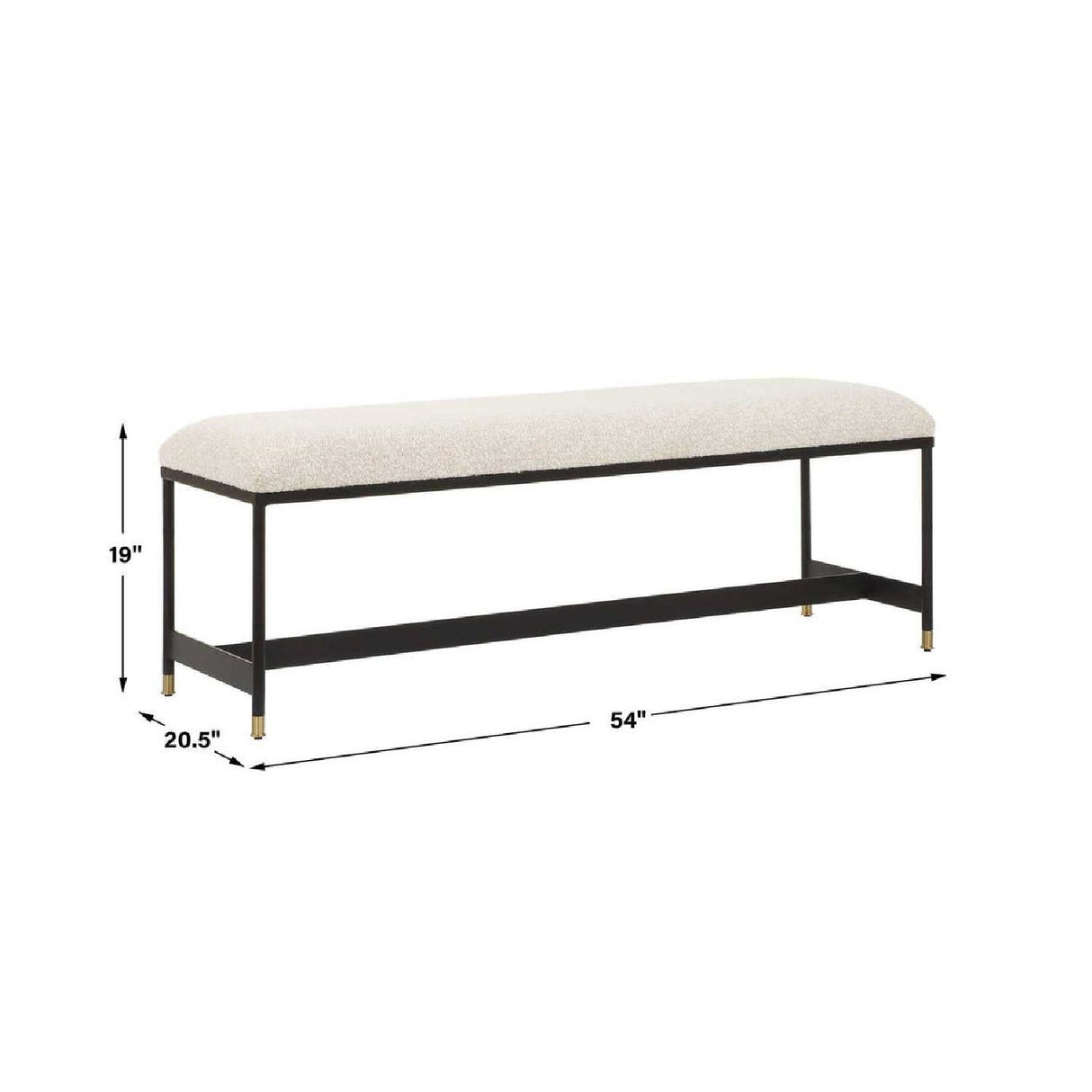 White Upholstered Bench by Uttermost Halston, alternate view 8