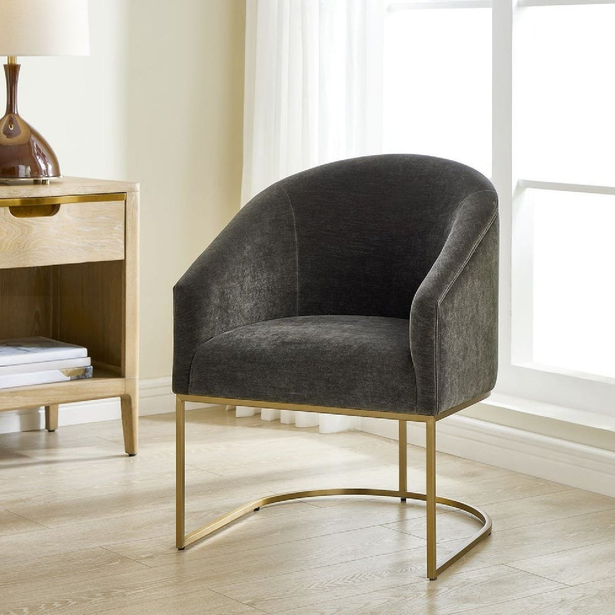 Black Velvet Cantilevered Dining Chair by Uttermost Hanni, alternate view 2