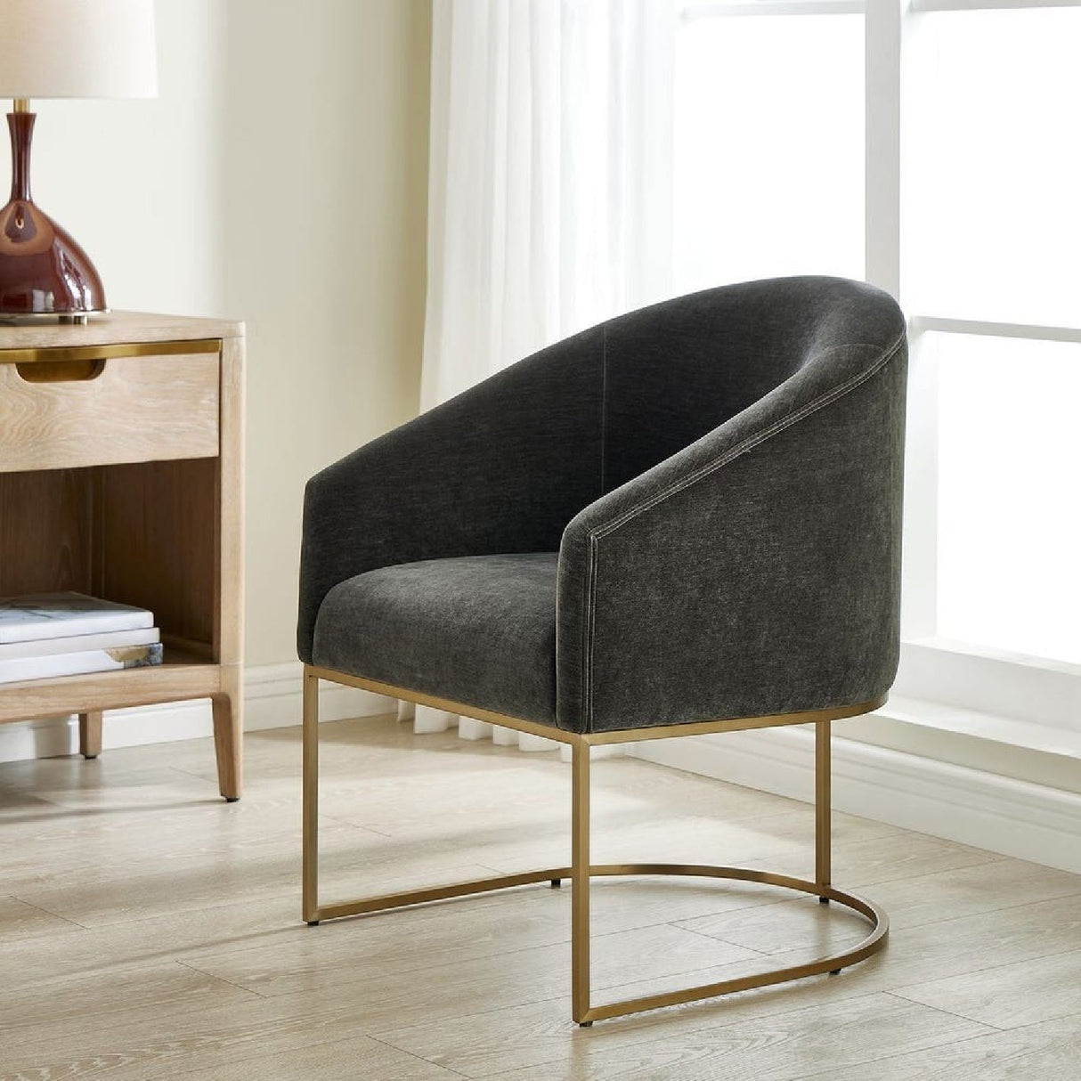 Black Velvet Cantilevered Dining Chair by Uttermost Hanni, alternate view 9
