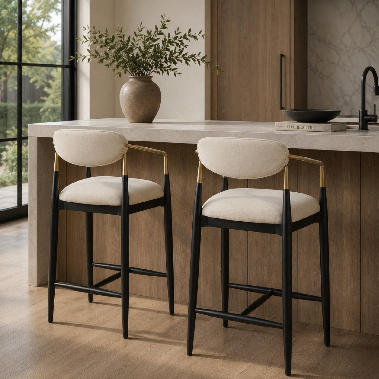 Modern European furniture - White Velvet Counter Stool - www.oroa.com