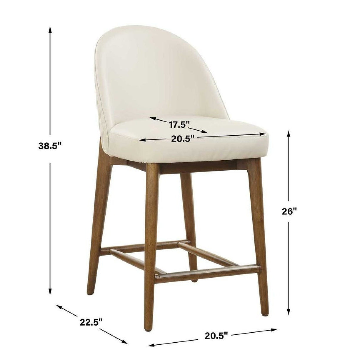 Cream Leather Inspired Counter Stool by Uttermost Stitches, alternate view 8