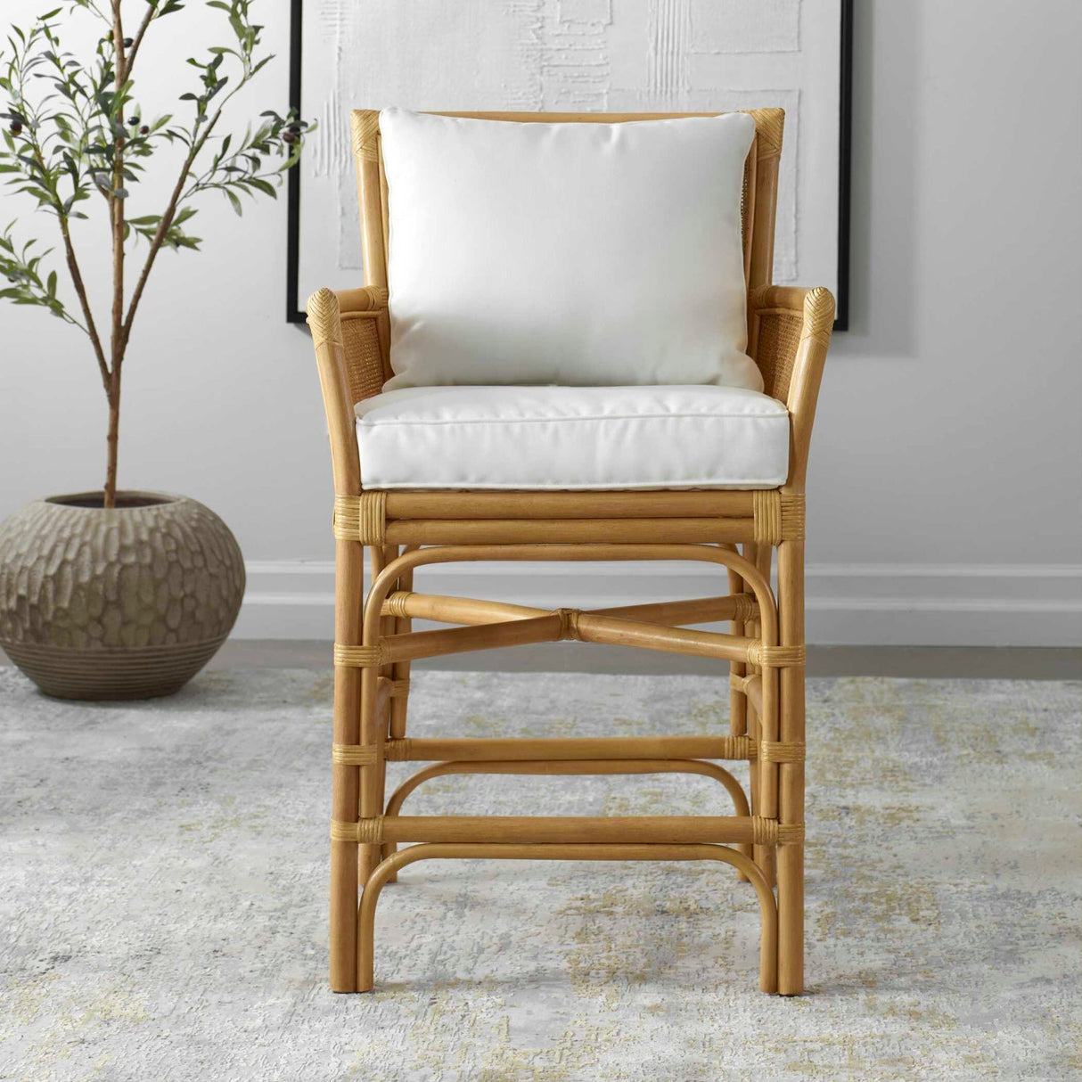 Woven Rattan Counter Stool by Uttermost Pacific, alternate view 2