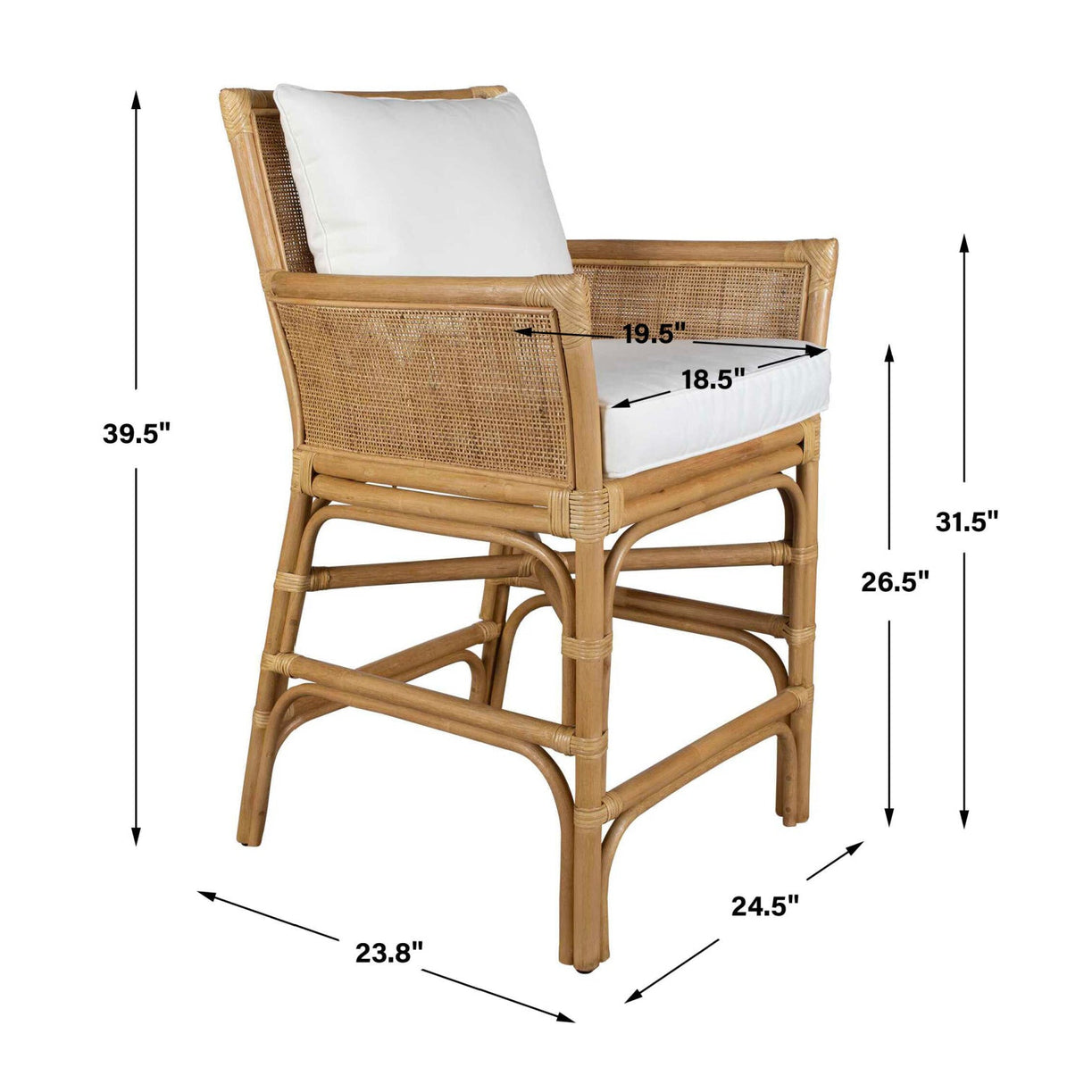 Woven Rattan Counter Stool by Uttermost Pacific, alternate view 11