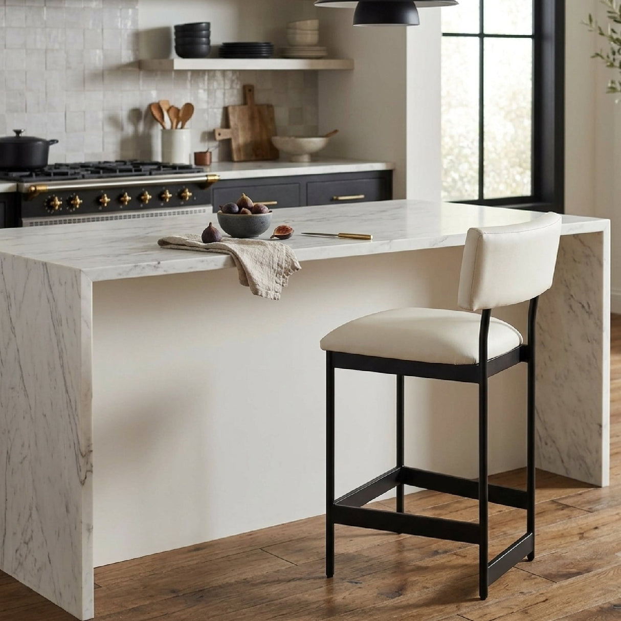 Modern European furniture - White Leather Counter Stool - www.oroa.com