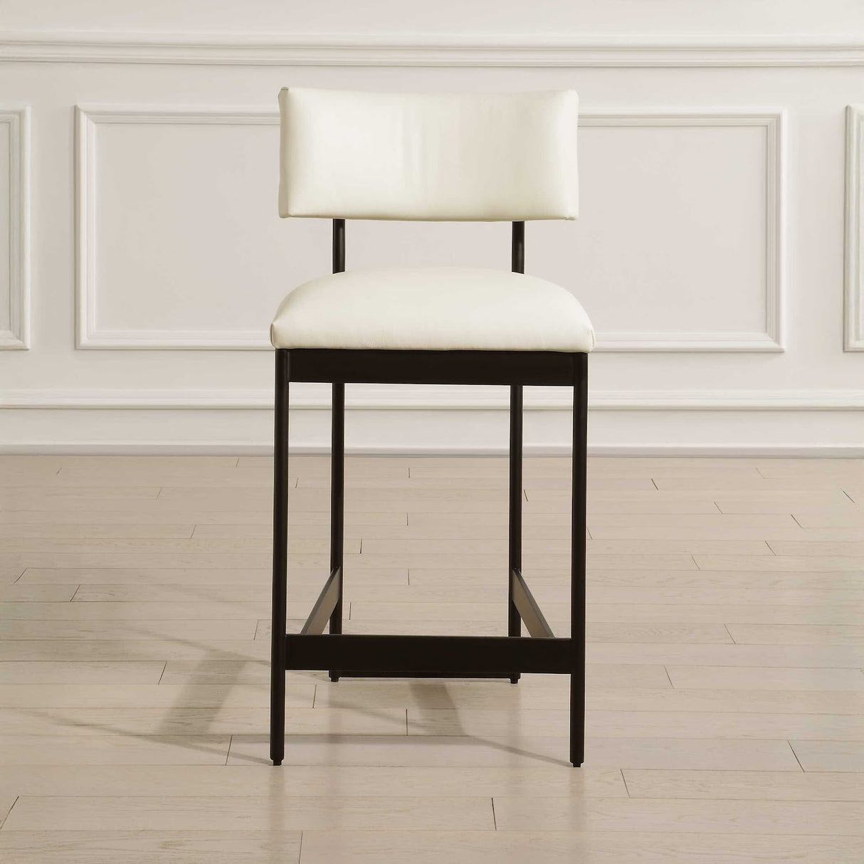 White Leather Counter Stool | Uttermost Apsley