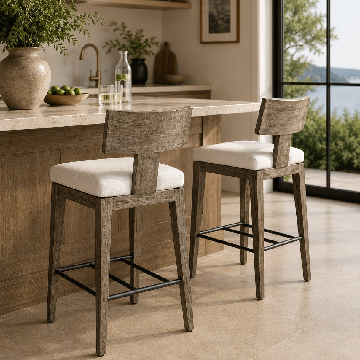 Mahogany T-Shaped Outdoor Counter Stool by Uttermost Cellini, alternate view 2