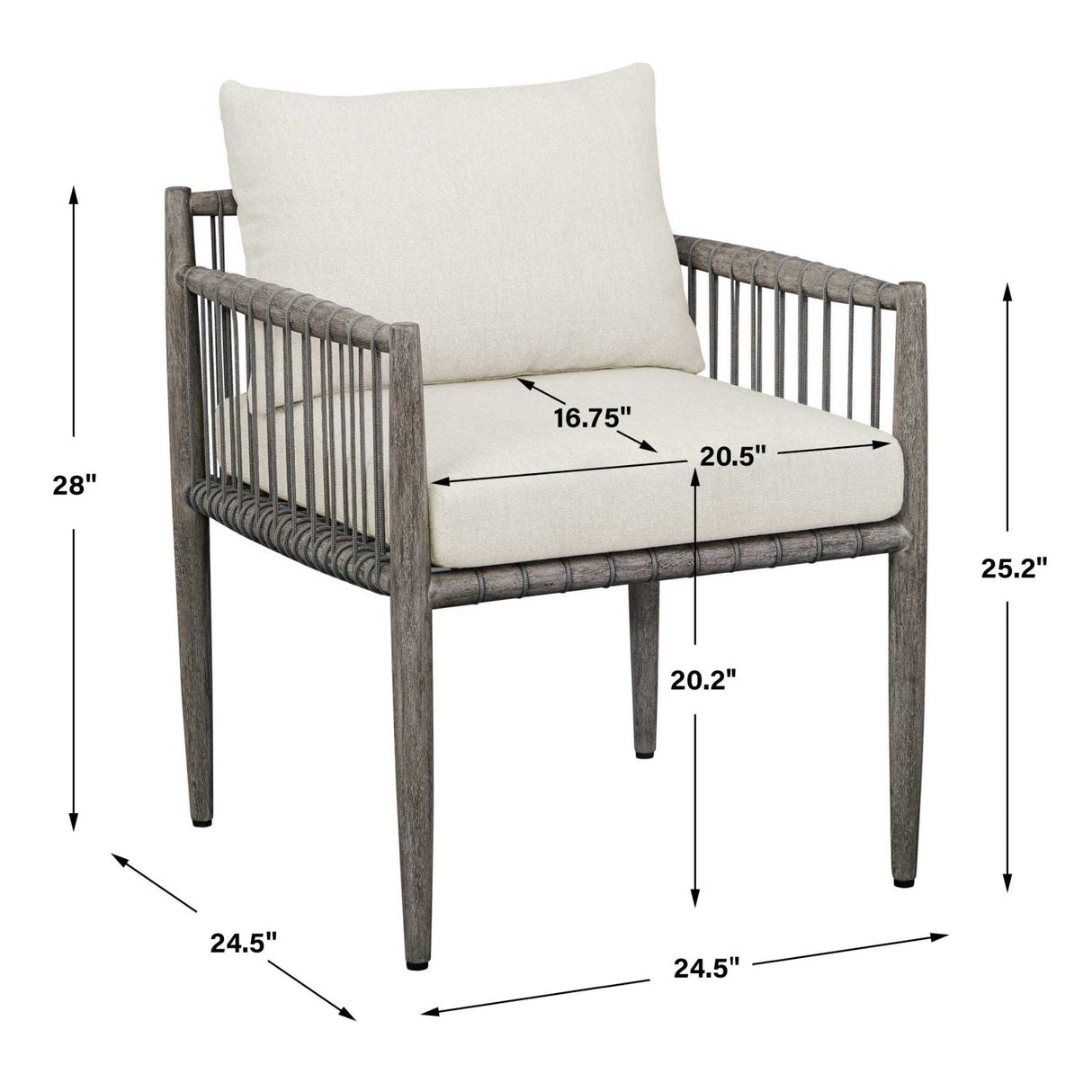 Gray Mahogany Outdoor Dining Chair by Uttermost Borneo, alternate view 17