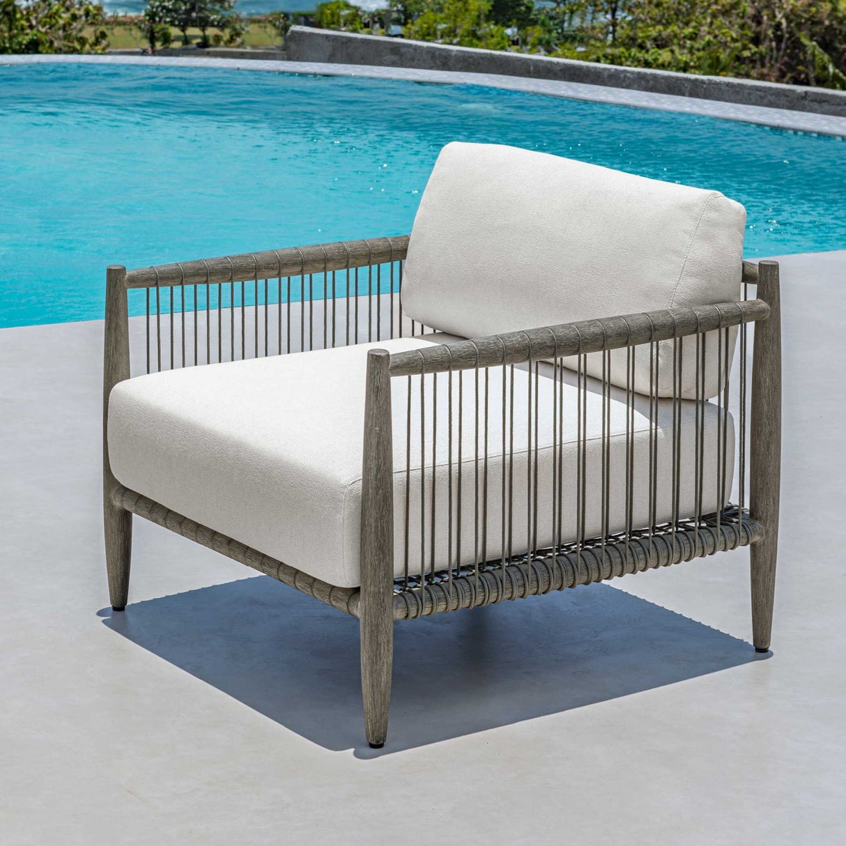 Gray Mahogany Outdoor Lounge Chair by Uttermost Borneo, alternate view 12