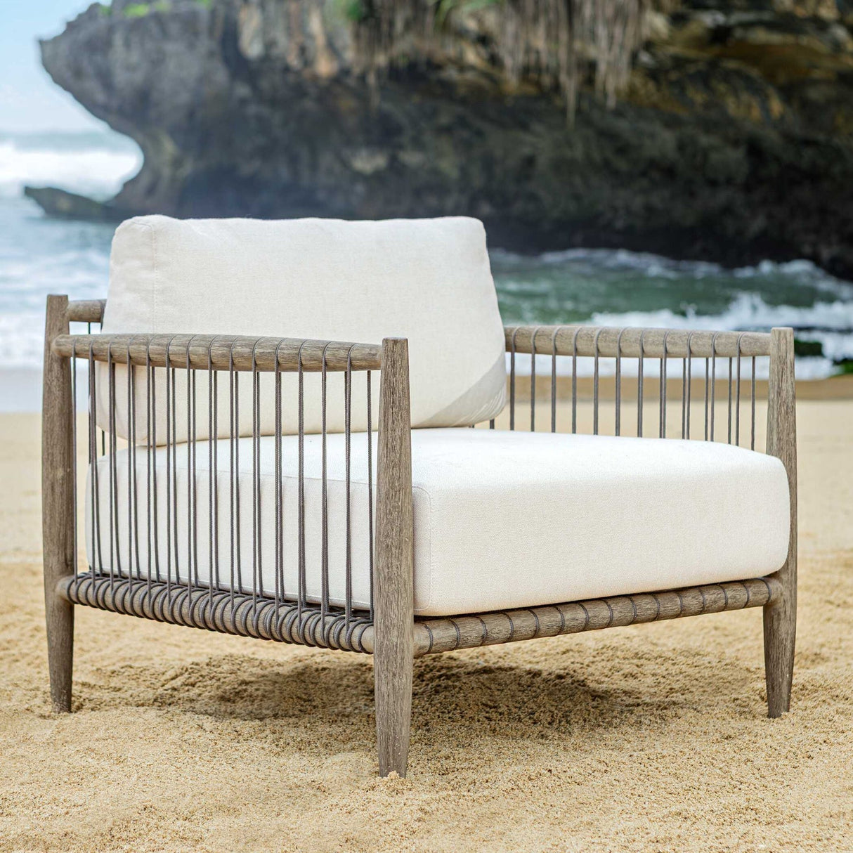 Gray Mahogany Outdoor Lounge Chair by Uttermost Borneo, alternate view 15
