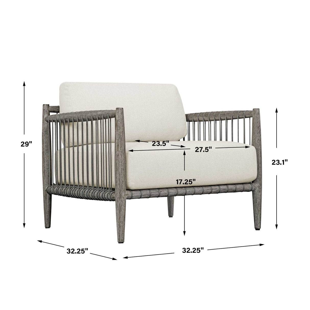Gray Mahogany Outdoor Lounge Chair by Uttermost Borneo, alternate view 19