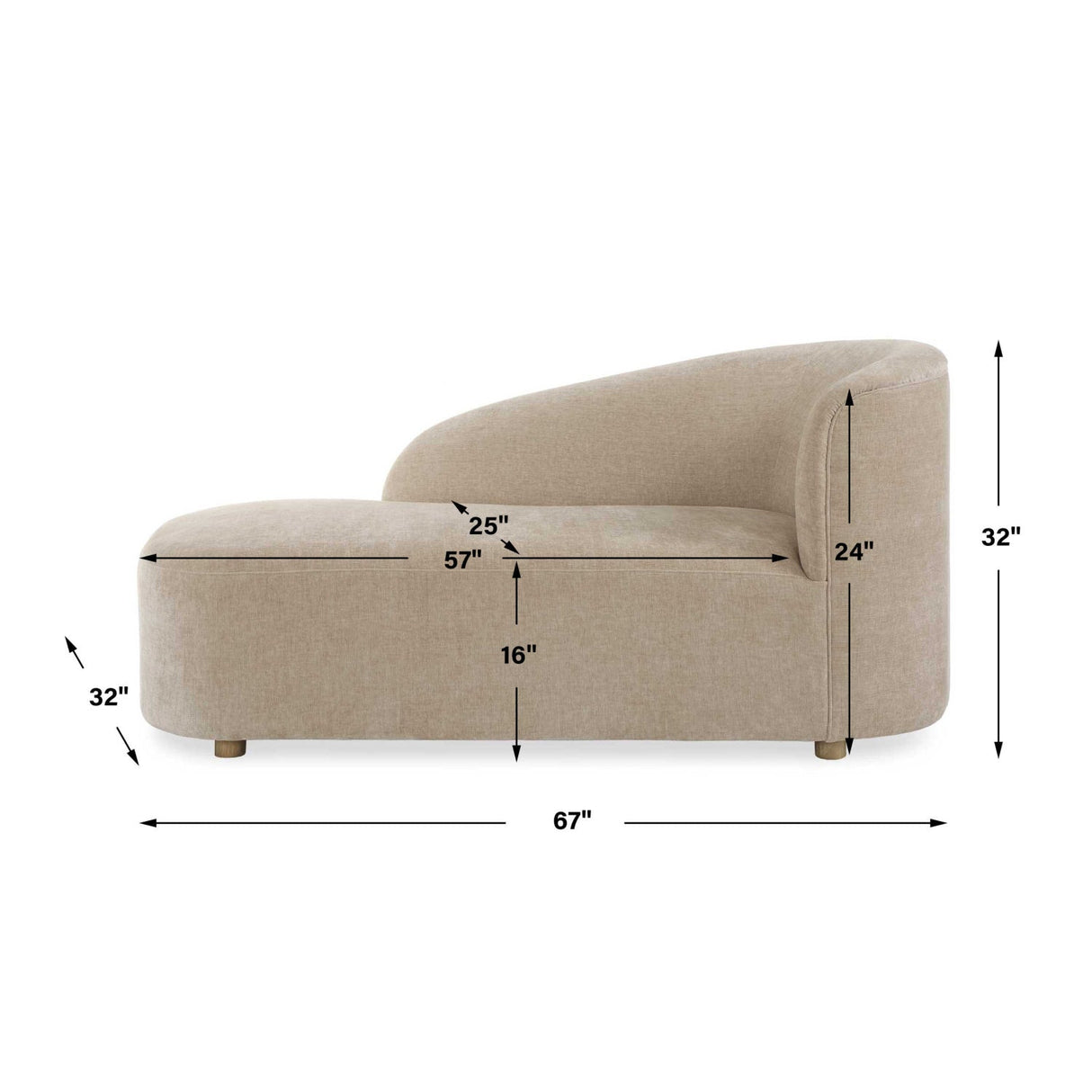 Modern European furniture - Beige Velvet Chaise Lounge - www.oroa.com