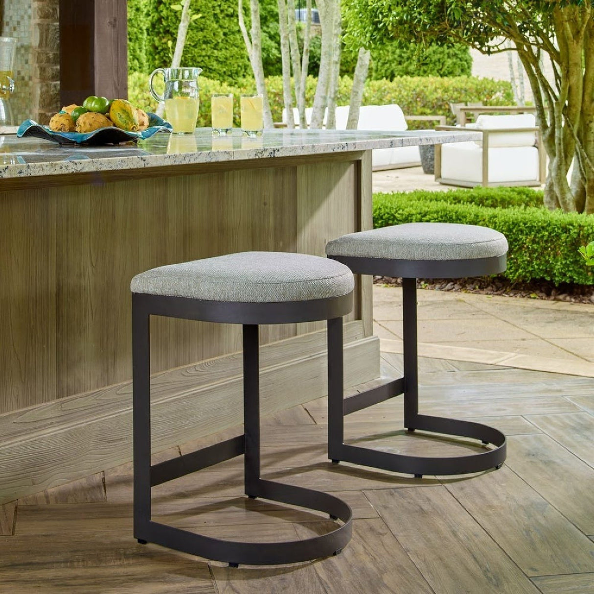 Cantilevered Steel Outdoor Counter Stool by Uttermost Maude, alternate view 2