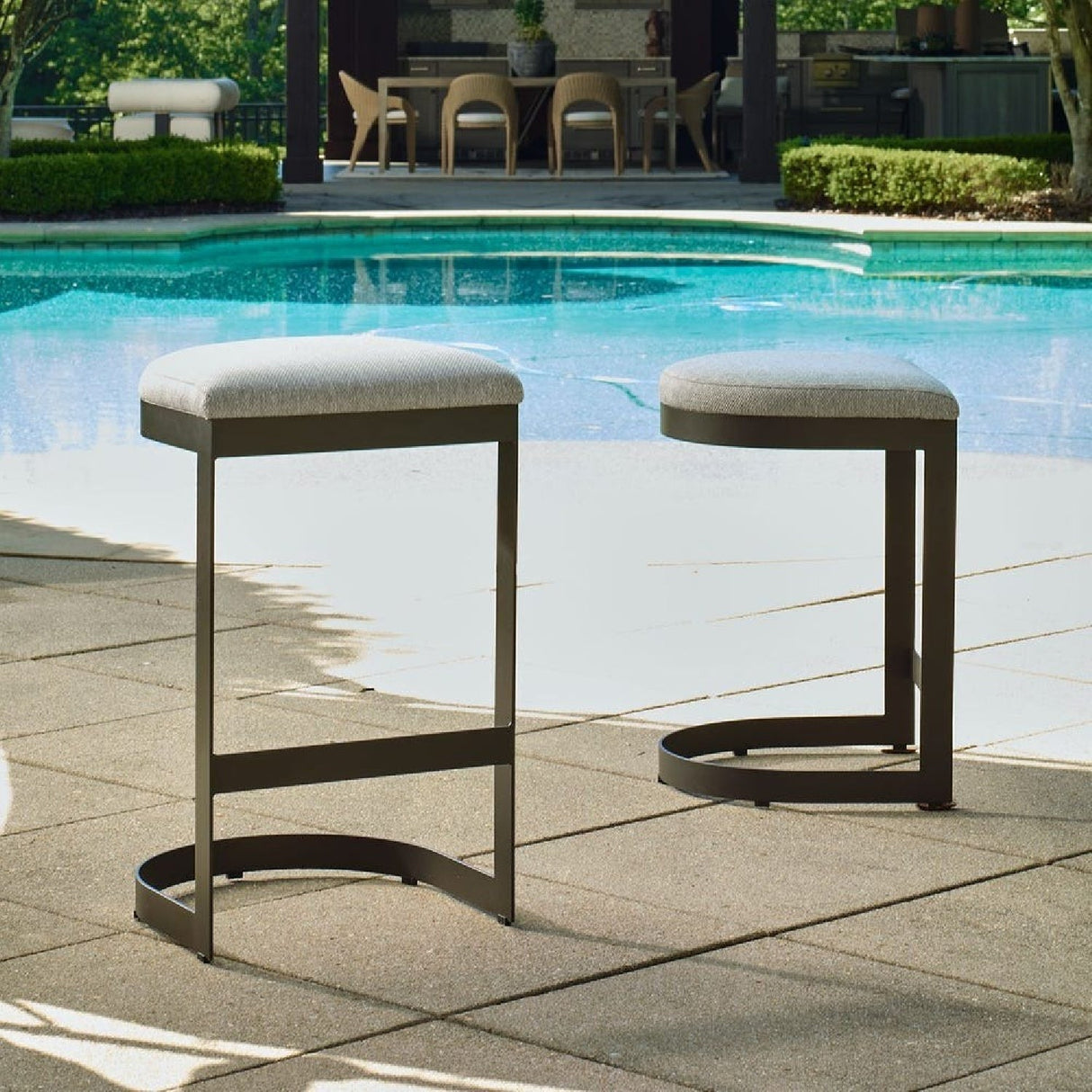 Cantilevered Steel Outdoor Counter Stool by Uttermost Maude, alternate view 9