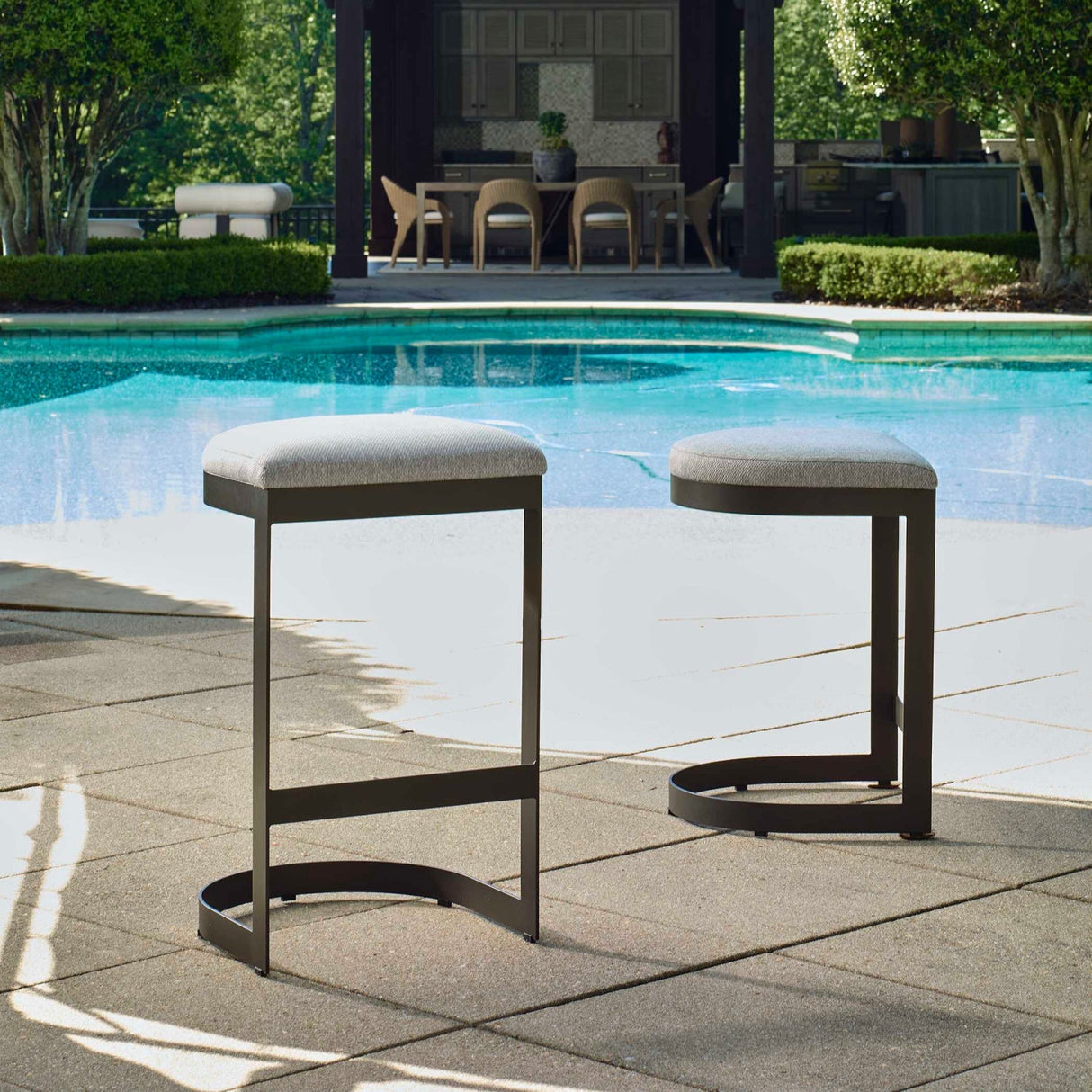 Black Cantilevered Outdoor Bar Stool by Uttermost Maude, alternate view 2