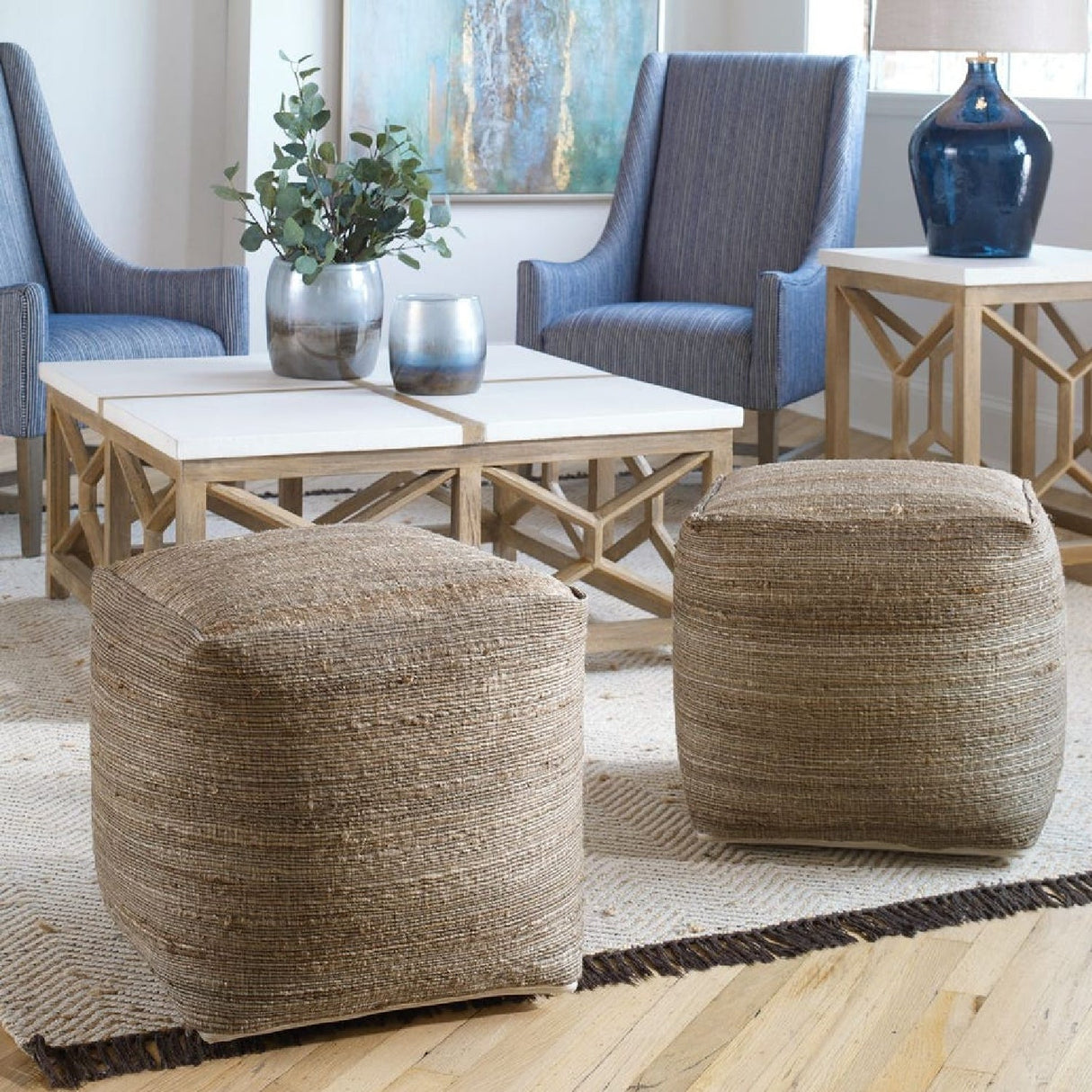 Natural Hemp Fibers Pouf by Uttermost Shiro, alternate view 2