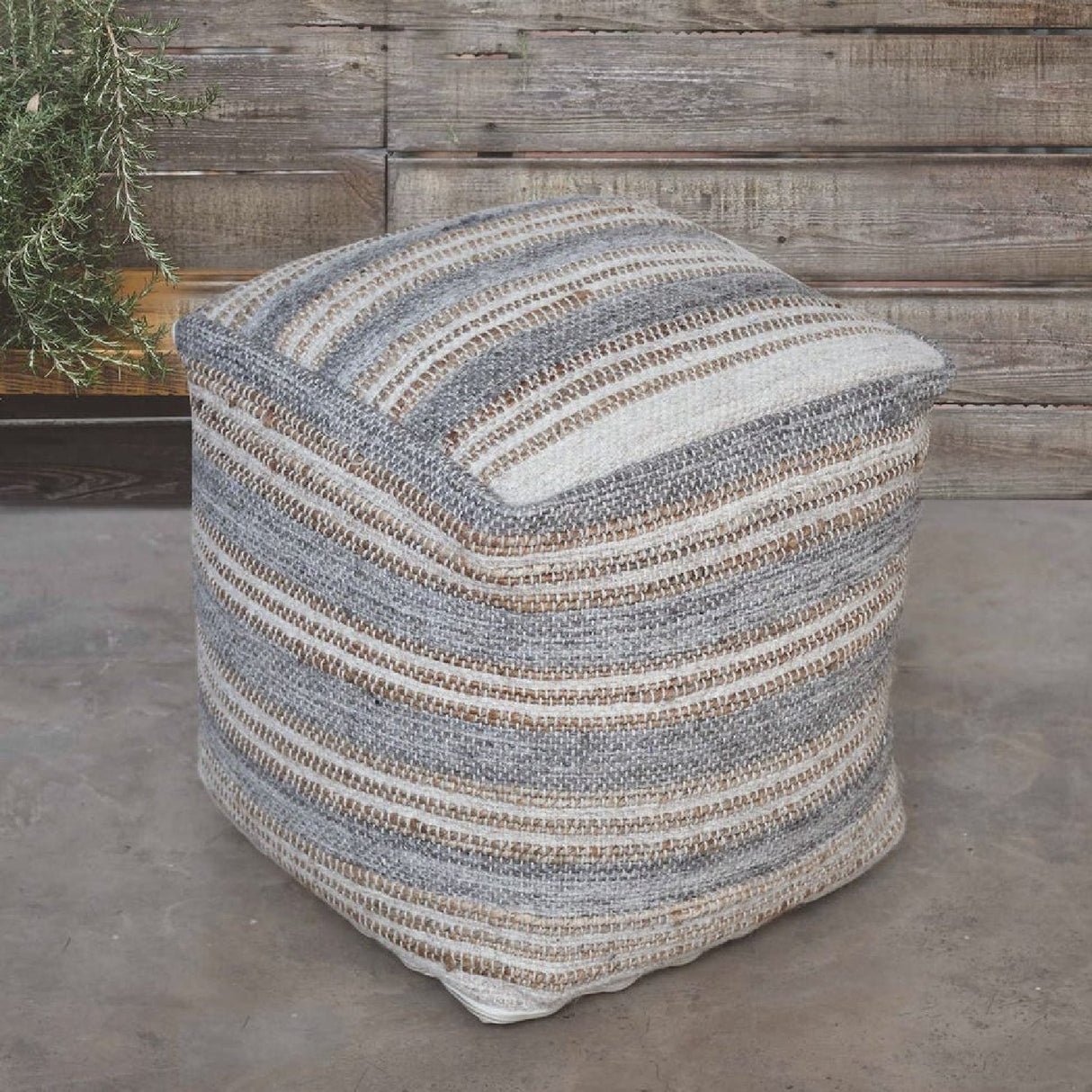Gray & Cream Fabric Ottoman by Uttermost Mesick, alternate view 4
