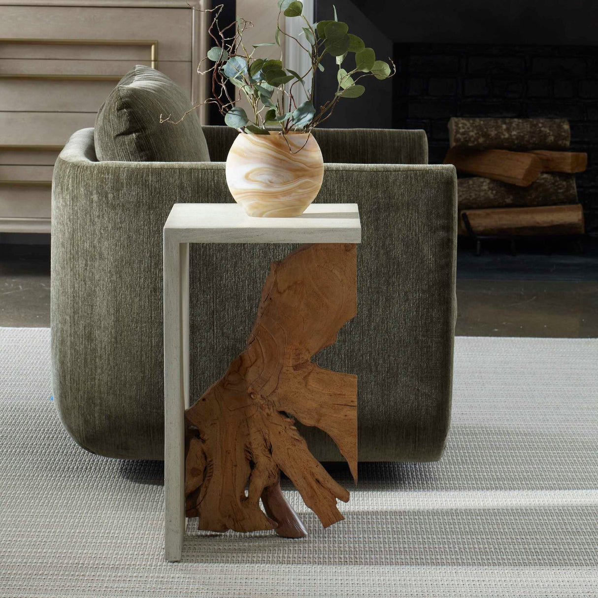 Two-Toned Teak Accent Table by Uttermost Intersect, alternate view 10