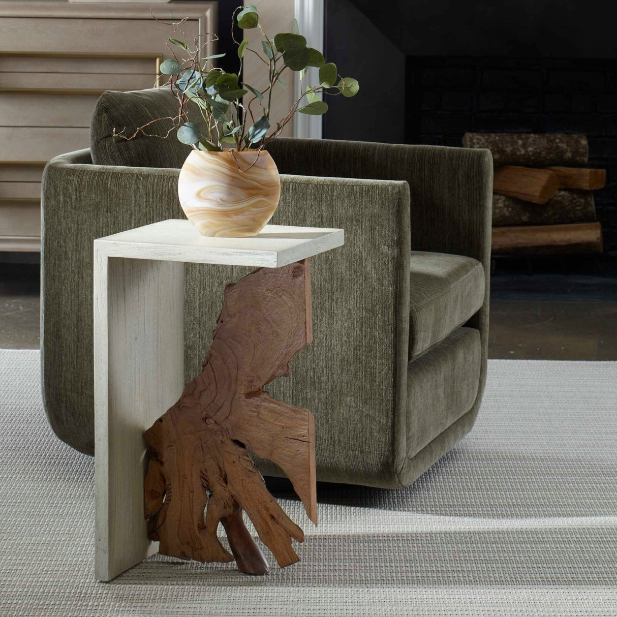 Two-Toned Teak Accent Table by Uttermost Intersect, alternate view 2