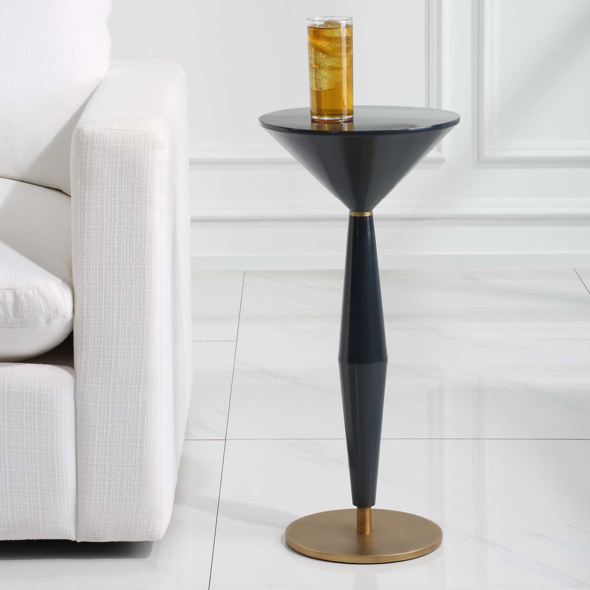 Modern European furniture - Navy Blue Pedestal Accent Table - www.oroa.com