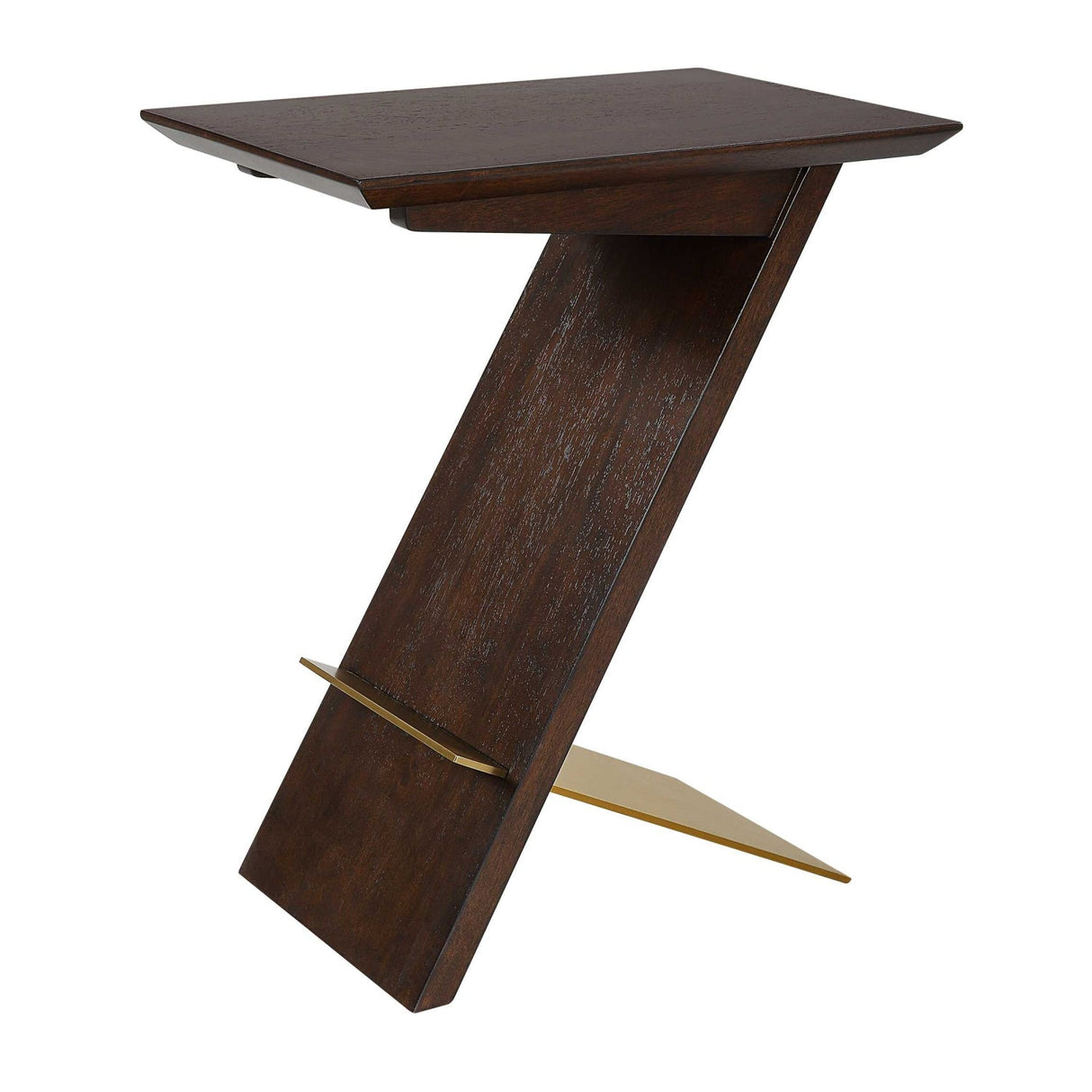 Modern European furniture - Brown Wooden Slanted Accent Table - www.oroa.com