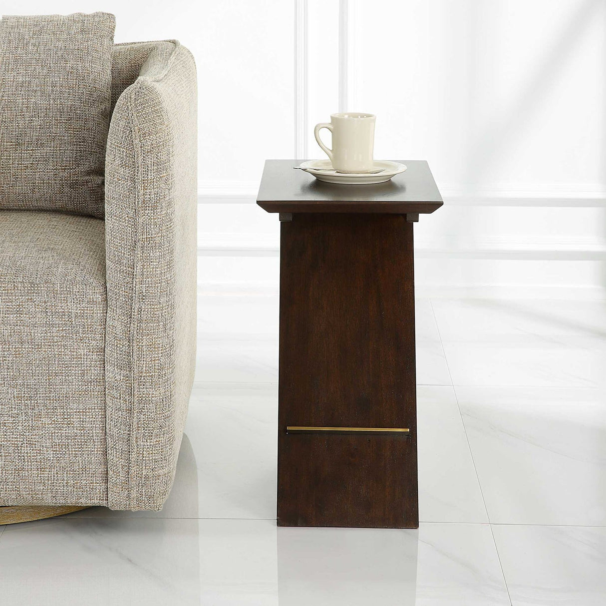 Modern European furniture - Brown Wooden Slanted Accent Table - www.oroa.com