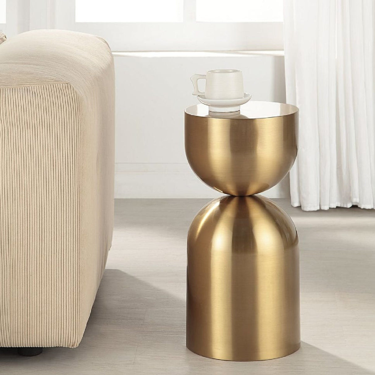 Modern European furniture - Gold Hourglass Accent Table - www.oroa.com