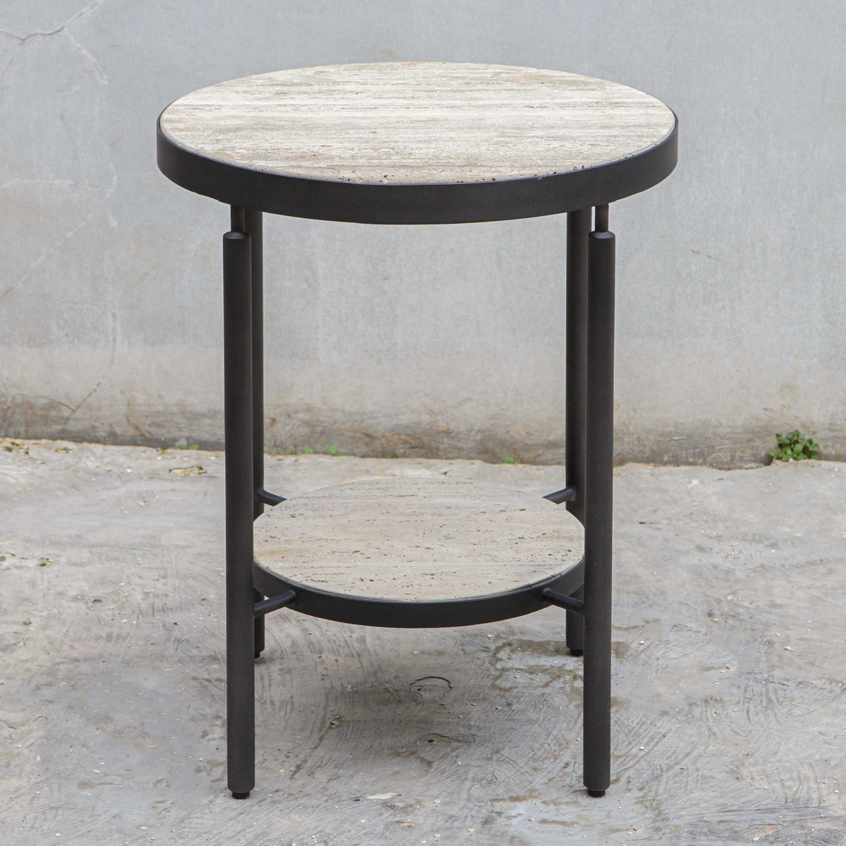 Modern European furniture - Round Travertine Side Table - www.oroa.com
