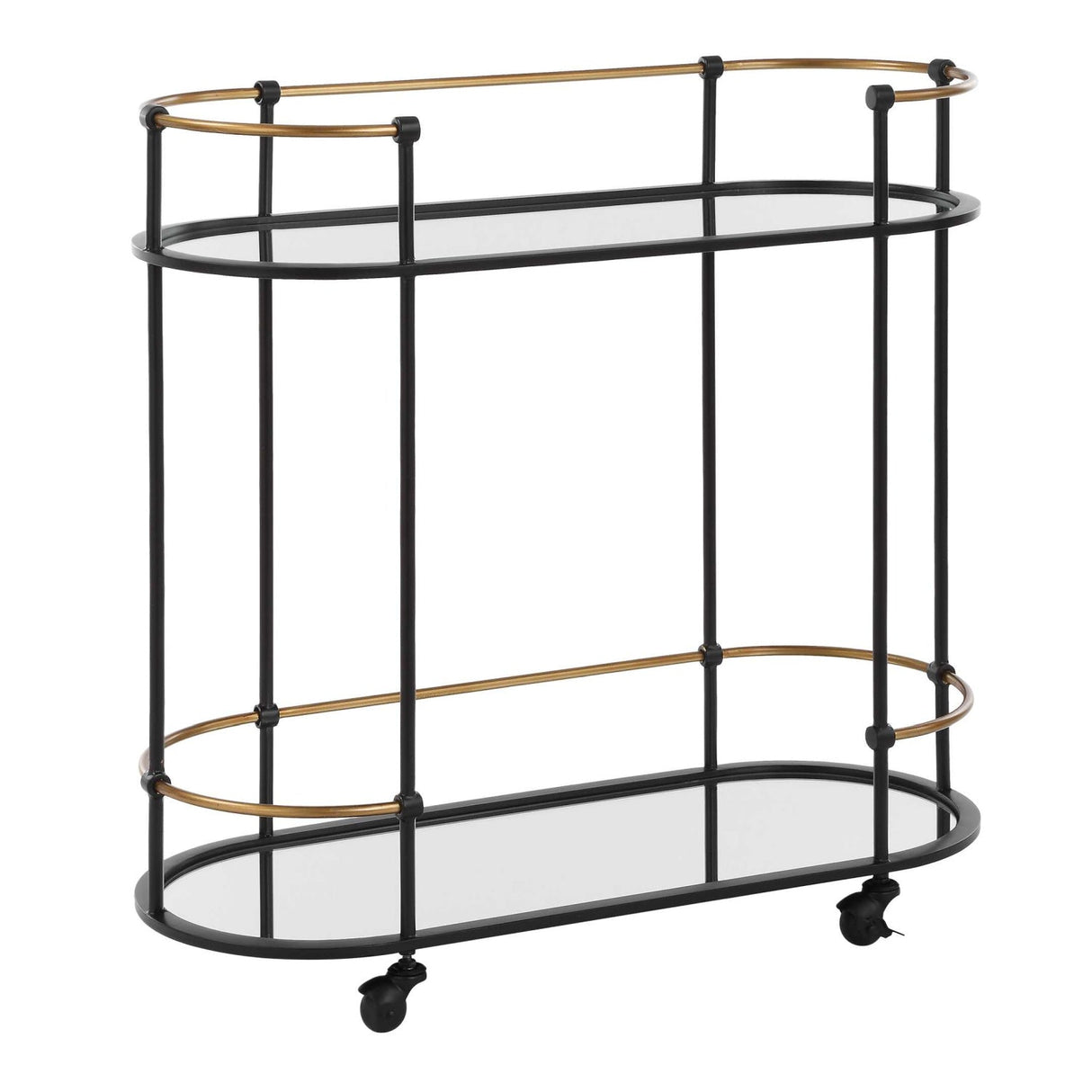 Modern European furniture - Mirrored Shelves Bar Cart - www.oroa.com