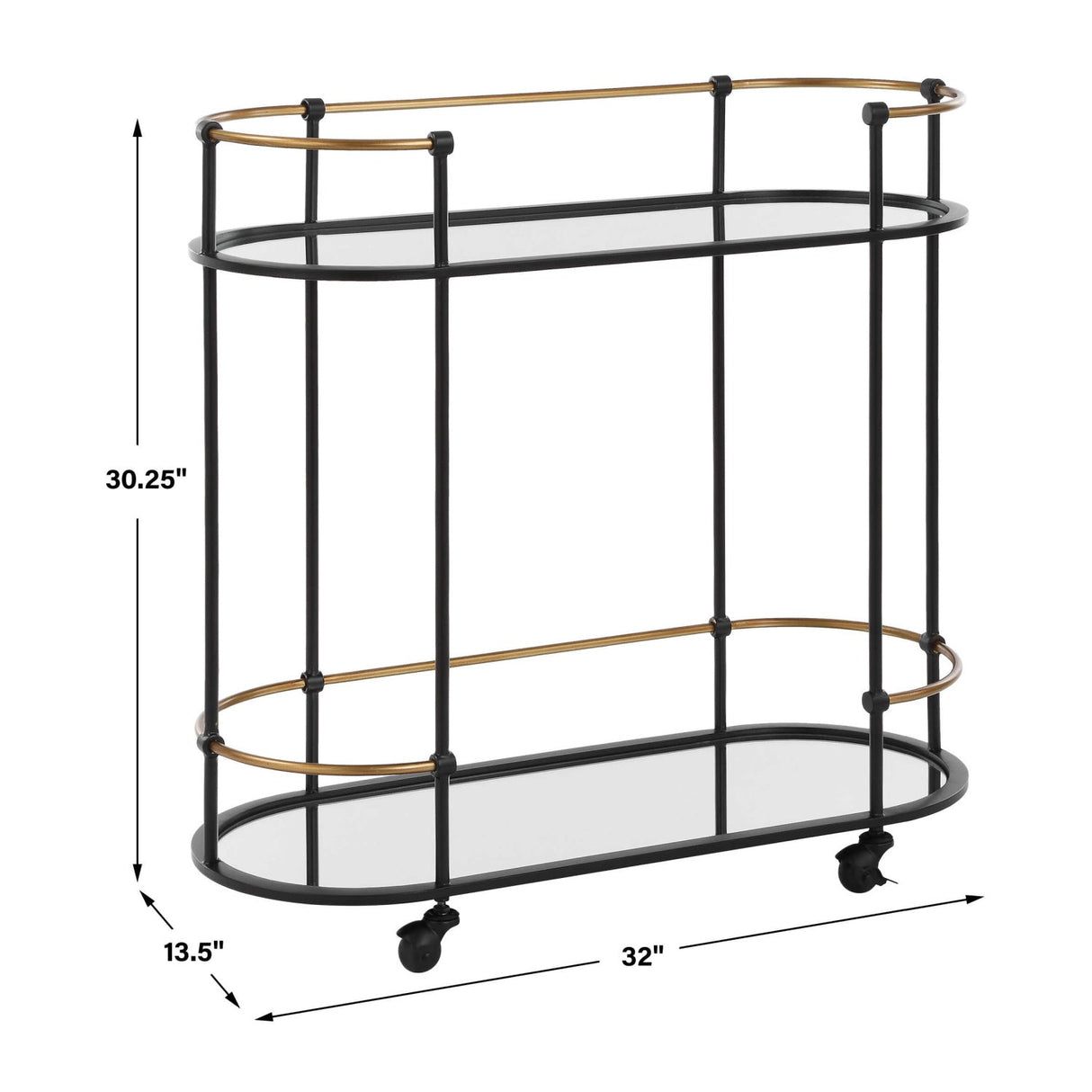 Modern European furniture - Mirrored Shelves Bar Cart - www.oroa.com