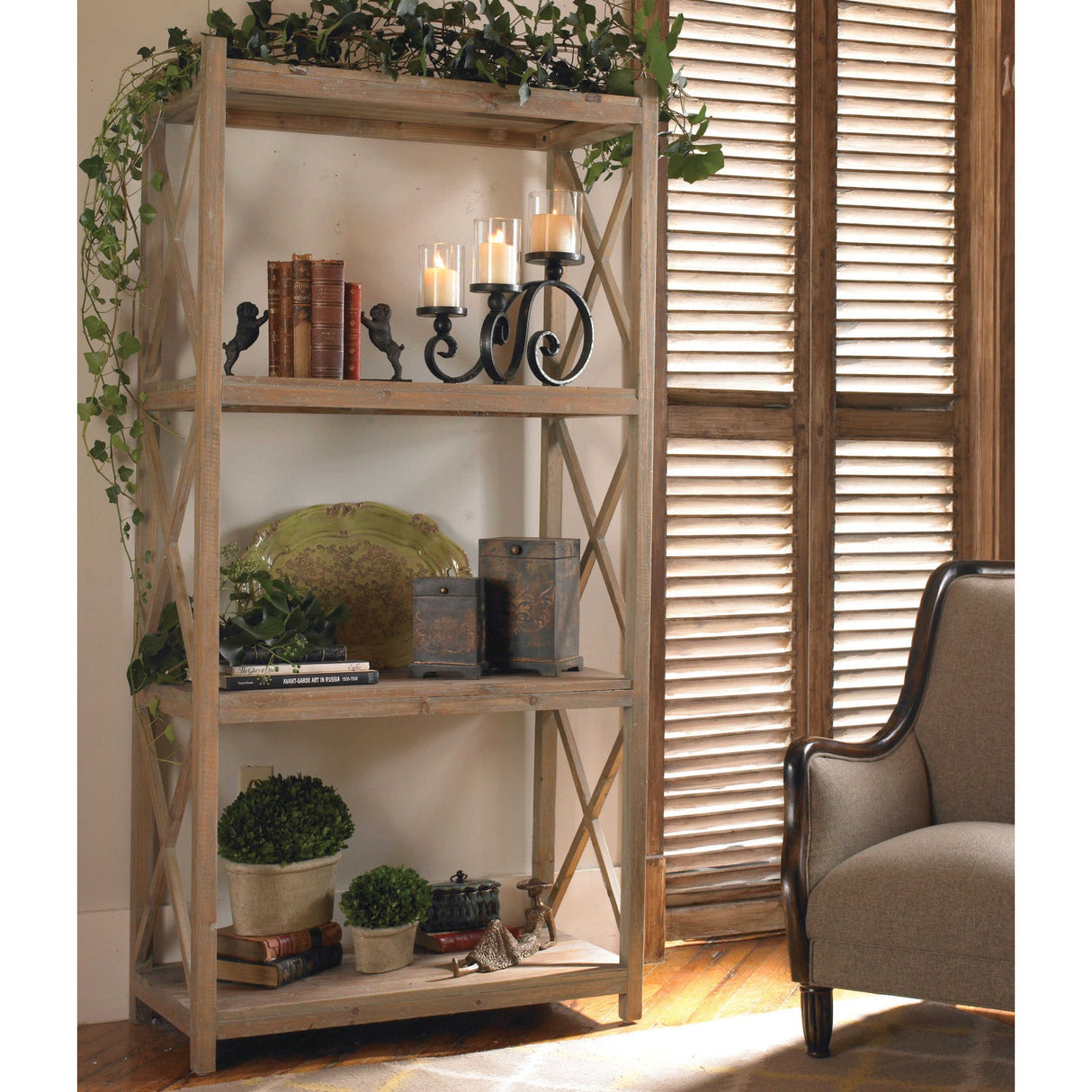 Modern European furniture - Gray Fir Wood Bookshelf - www.oroa.com