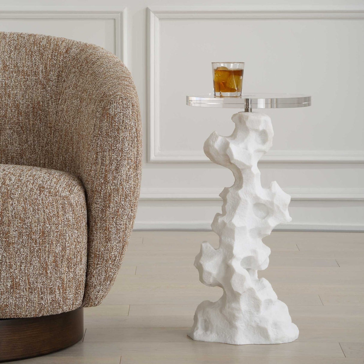 White Man-Made Stone Drink Table by Uttermost Remnant, alternate view 2