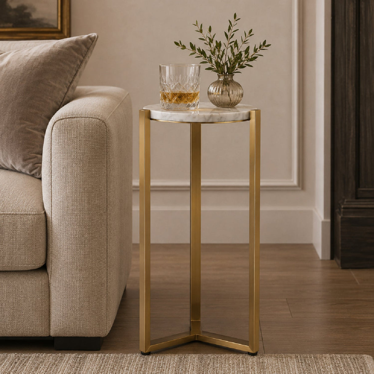 Modern European furniture - Round White Marble Drink Table - www.oroa.com